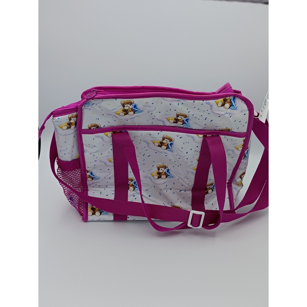 Ross Pediatrics Baby Diaper Bag Pink Teddy Bear Print Vintage 1996 Vinyl